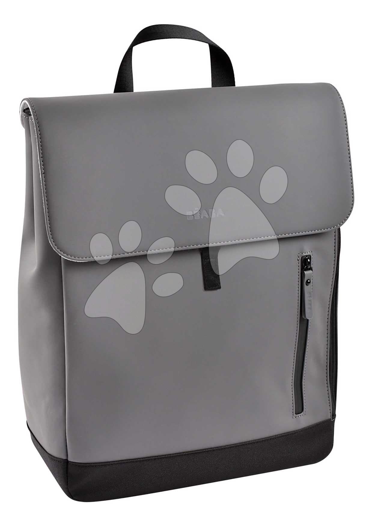 Prebaľovací batoh Oslo Changing Bag Mineral Grey Beaba vodeodolný s prebaľovacou podložkou a popruhmi ku kočíku sivý
