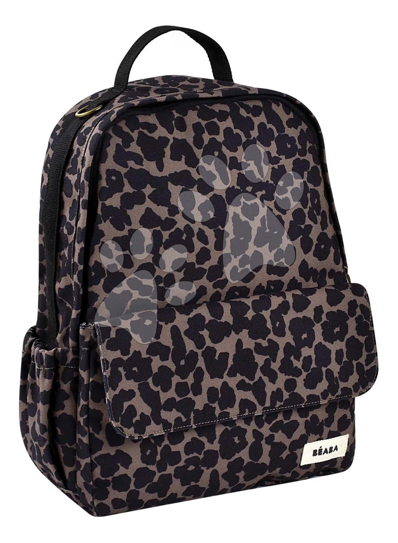 Prebaľovací batoh Tokyo Backpack Leopard Beaba s prebaľovacou podložkou a popruhmi ku kočíku s leopardím vzorom 1
