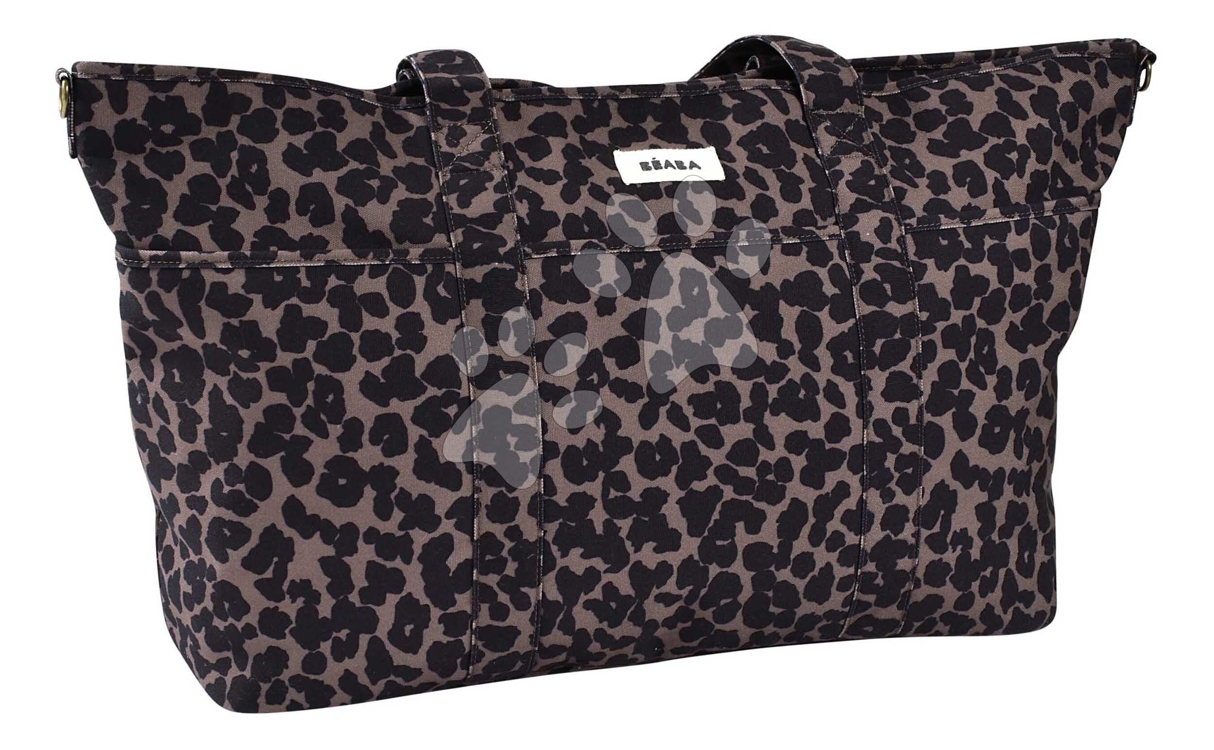 Prebaľovacia taška ku kočíku Madrid Changing Bag XXL Leopard Beaba s prebaľovacou podložkou a popruhmi ku kočíku s leopardím vzorom