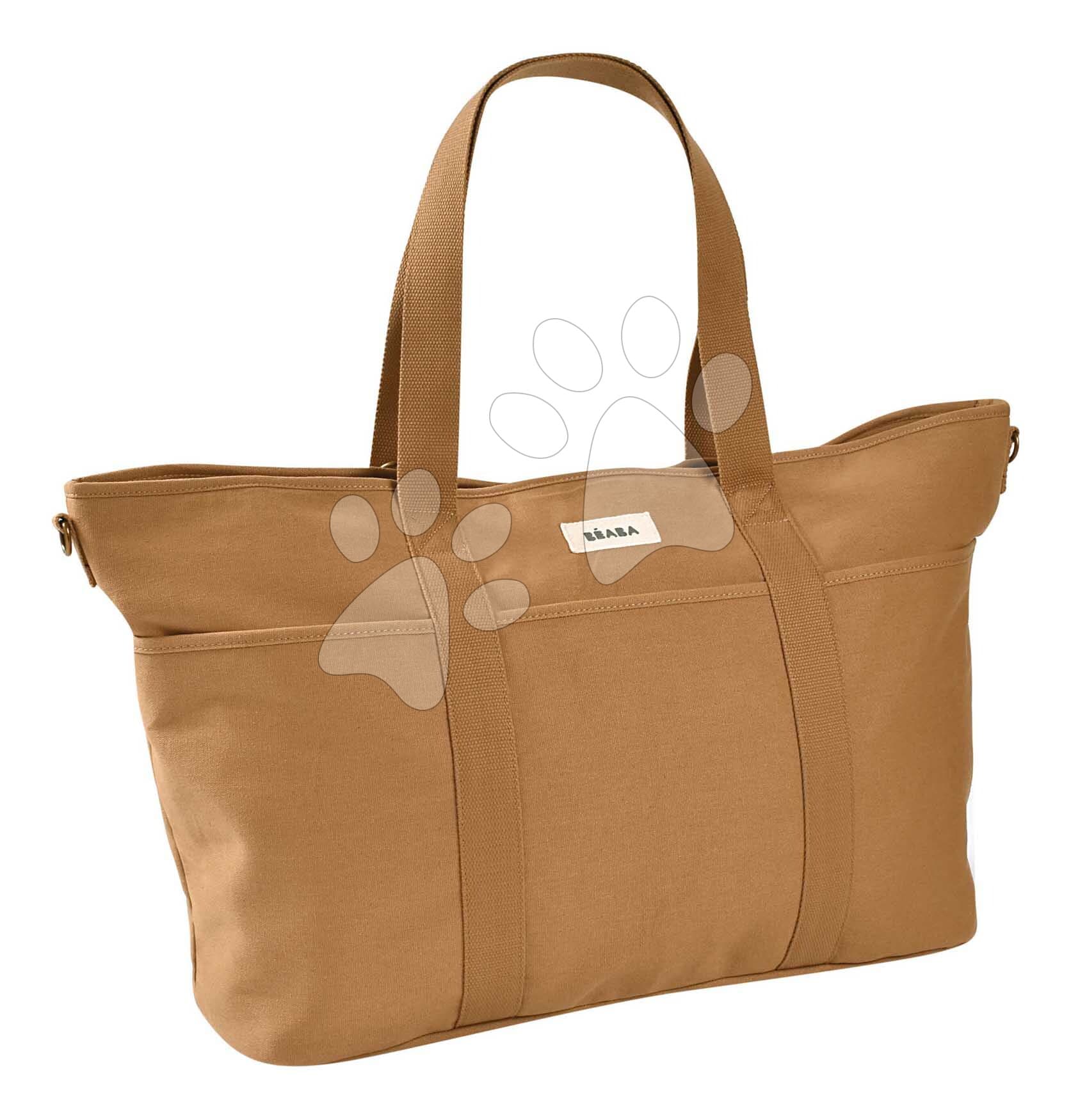 Prebaľovacia taška ku kočíku Madrid Changing Bag XXL Ochre Beaba s prebaľovacou podložkou a popruhmi ku kočíku hnedá