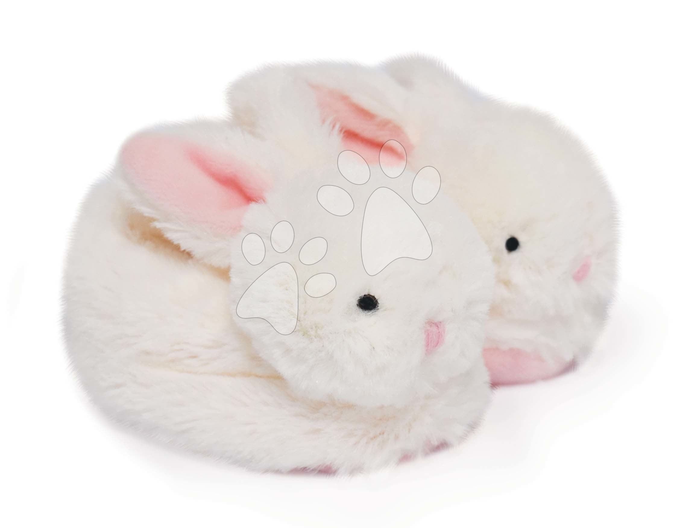 Papučky pre bábätko s hrkálkou Zajačik Lapin Bonbon Doudou et Compagnie ružové v darčekovom balení od 0-6 mes
