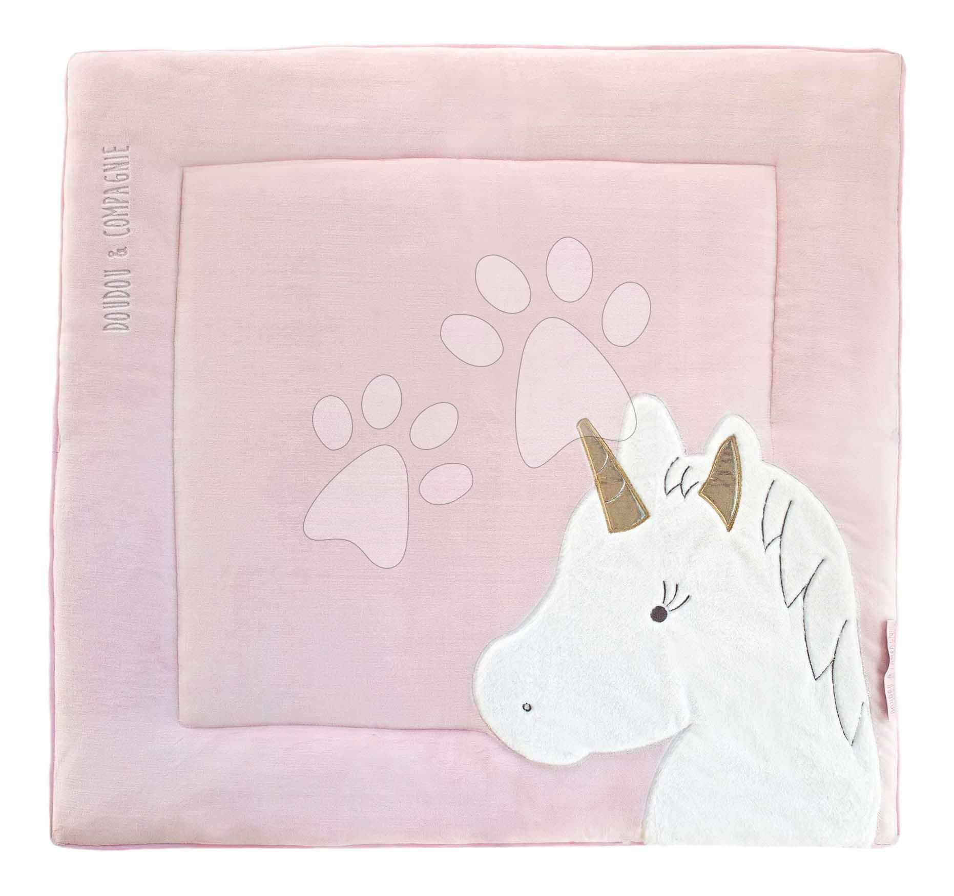 Textilná podložka na hranie s jednorožcom Park Mat Unicorn Doudou et Compagnie ružová 100*100 cm od 0 mes