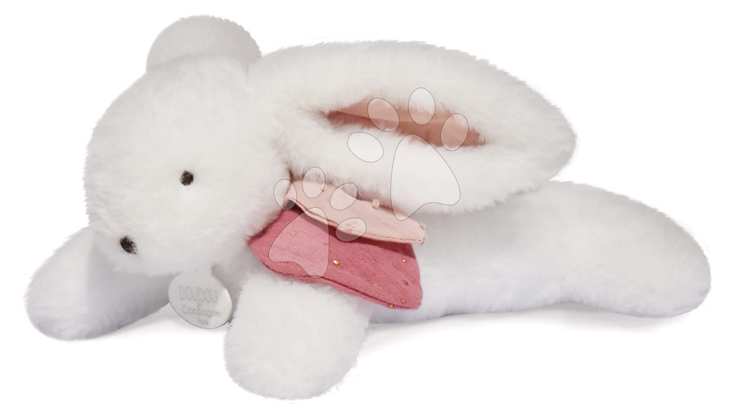 Plyšový zajačik Bunny Happy Boho Doudou et Compagnie biely 25 cm v darčekovom balení od 0 mes 1