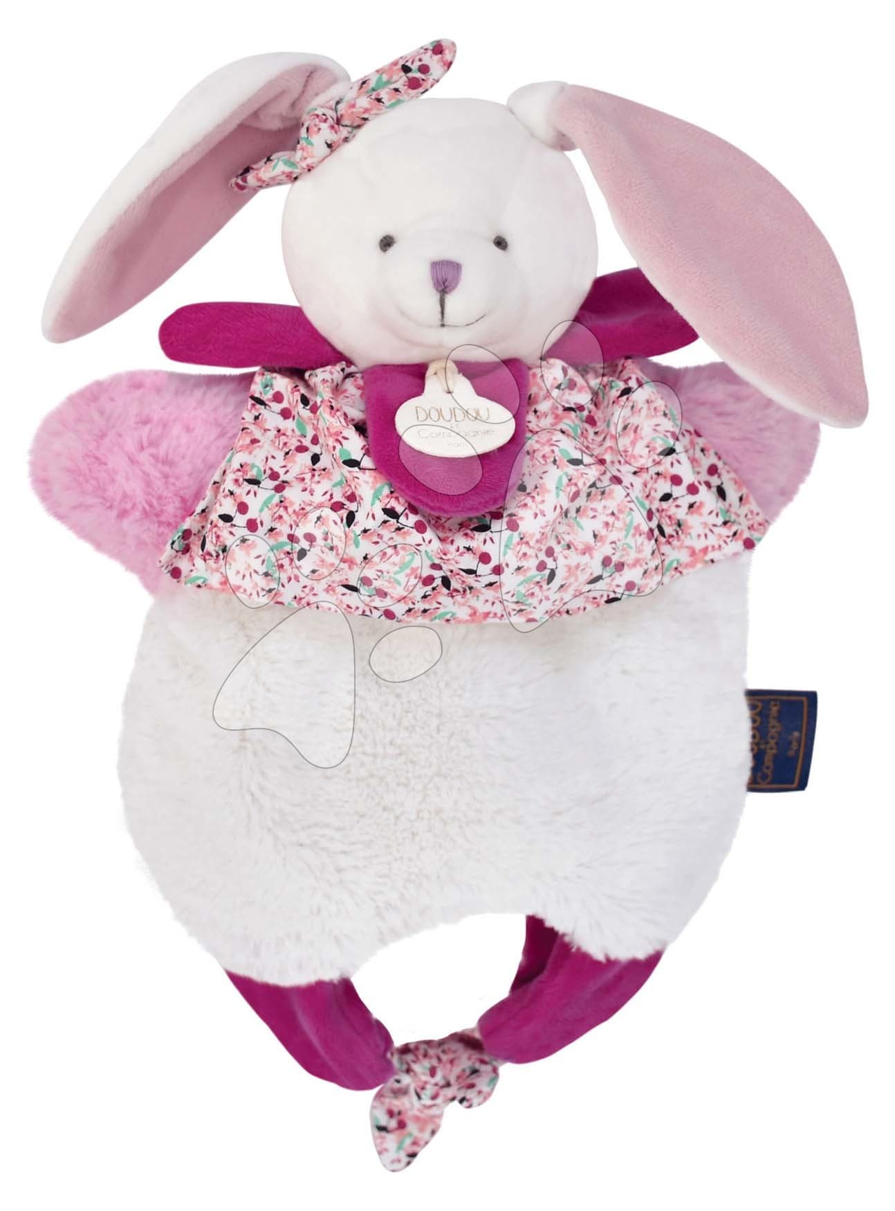 Plyšový zajačik na bábkové divadlo Doudou Amusette 3v1 Doudou et Compagnie ružový 30 cm od 0 mes 1