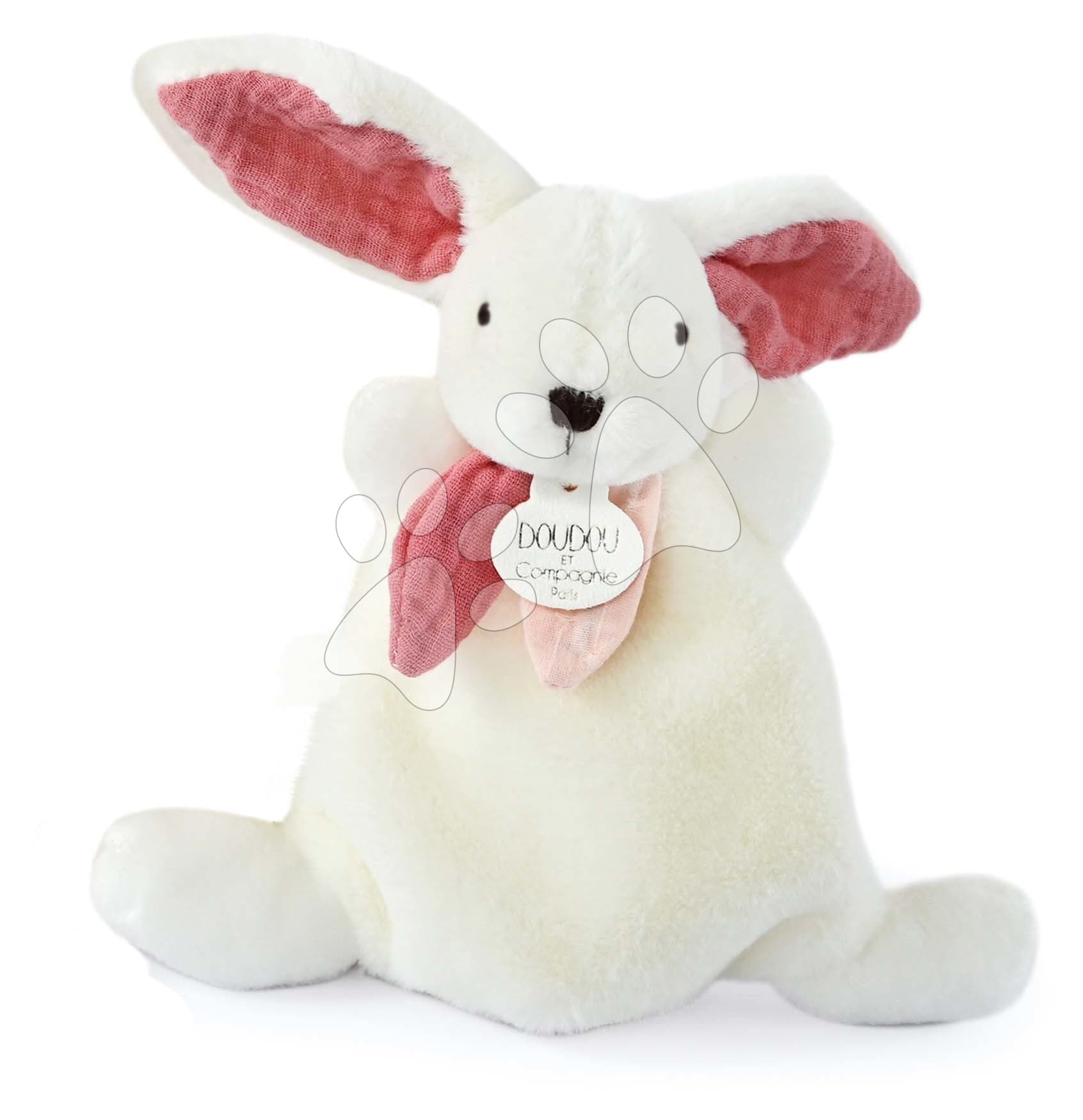 Plyšový zajačik Bunny Happy Boho Doudou et Compagnie biely 17 cm v darčekovom balení od 0 mes 1