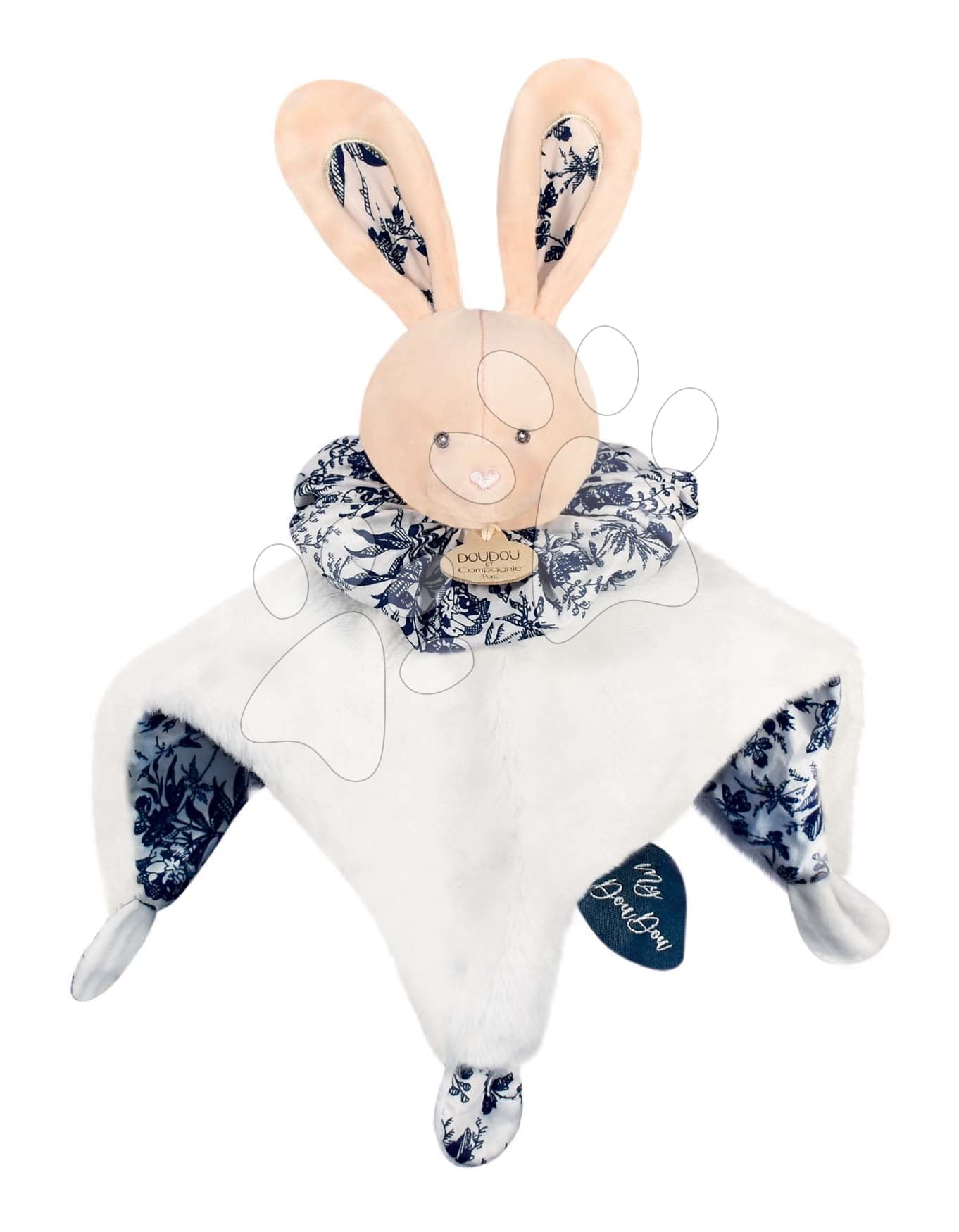 Plyšový zajačik na maznanie Doudou Boule 3v1 Doudou et Compagnie modrý 25 cm od 0 mes 1