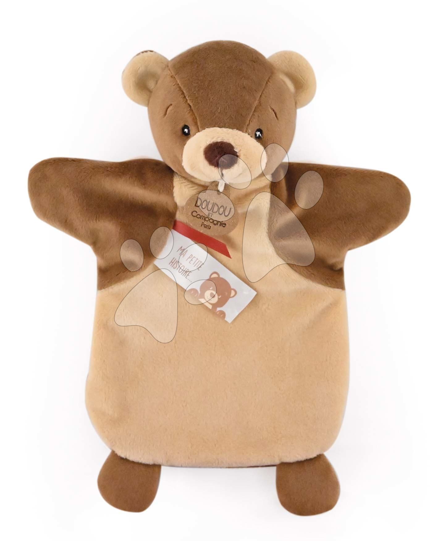 Plyšový medvedík na bábkové divadlo Bear Hand Puppet Doudou et Compagnie hnedý 25 cm od 0 mes