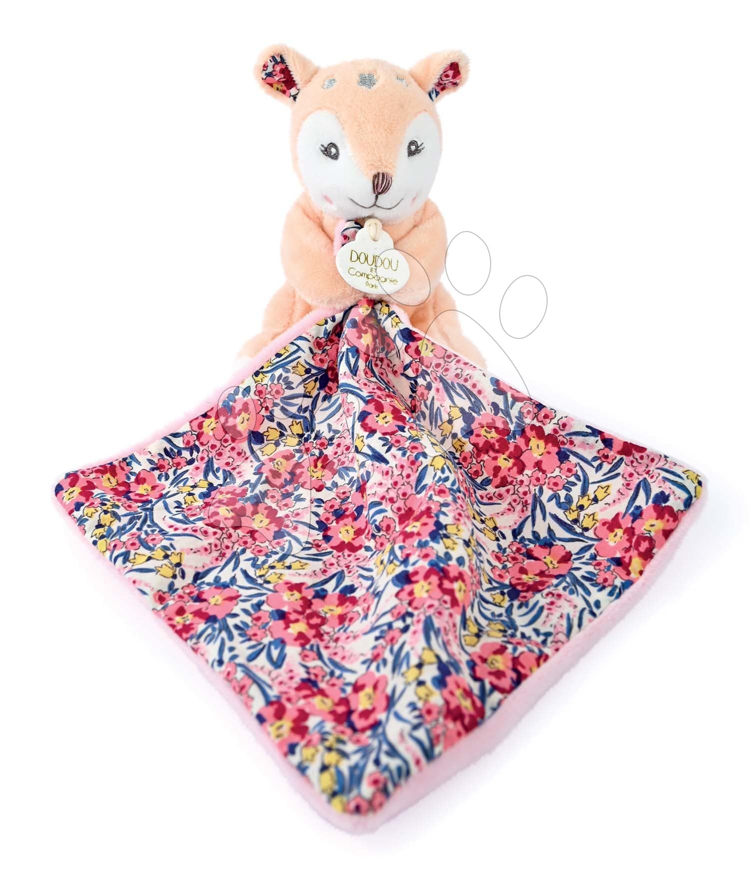 Plyšový jelenček na maznanie Deer Boh'aime Doudou et Compagnie ružový 12 cm v darčekovom balení od 0 mes