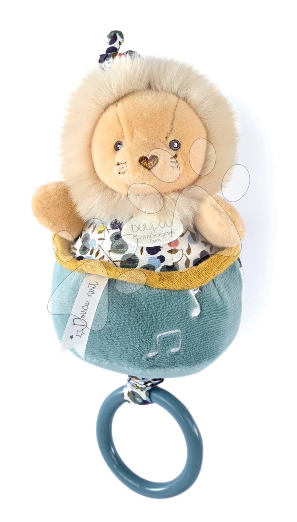 Plyšový lev s melódiou Music Box Boh'aime Doudou et Compagnie so vzorom 14 cm v darčekovom balení od 0 mes