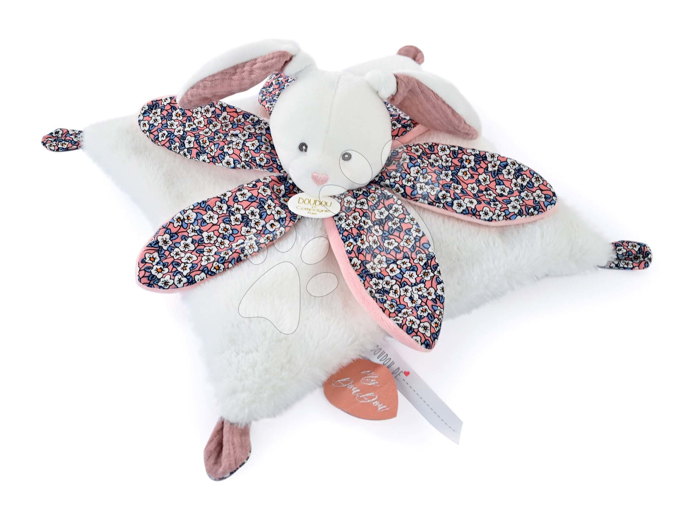 Plyšový zajačik na maznanie Doudou Petal Boh'aime Doudou et Compagnie ružový 27 cm v darčekovom balení od 0 mes
