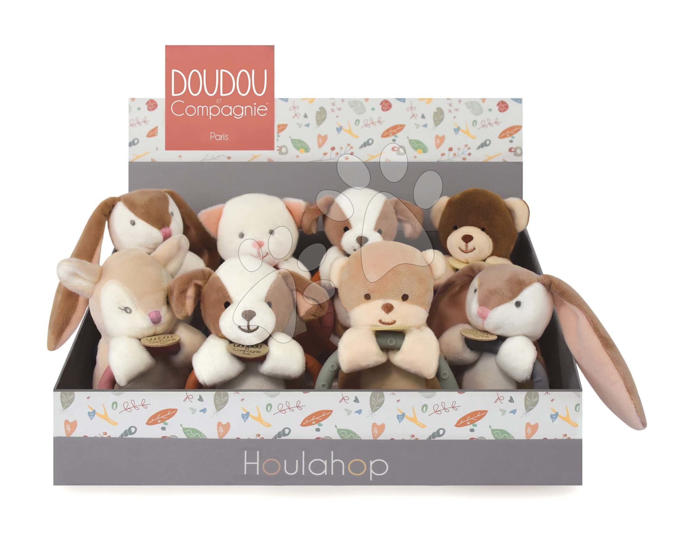 Plyšové zvieratko s hryzátkom Houlahop Doudou et Compagnie 14 cm rôzne druhy od 0 mes
