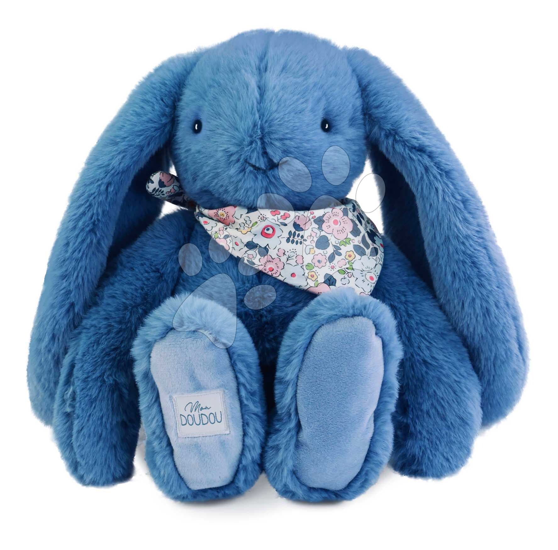 Plyšový zajko Fleurette the Bunny Blue Doudou et Compagnie modrý 35 cm od 0 mes 1