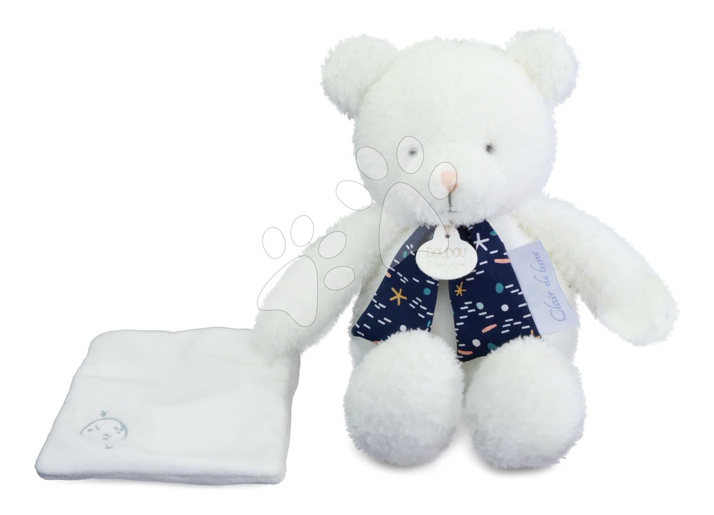 Plyšový macko svietiaci v tme Moonlight Collection Plush Doudou et Compagnie v darčekovom balení biely 28 cm od 0 mes