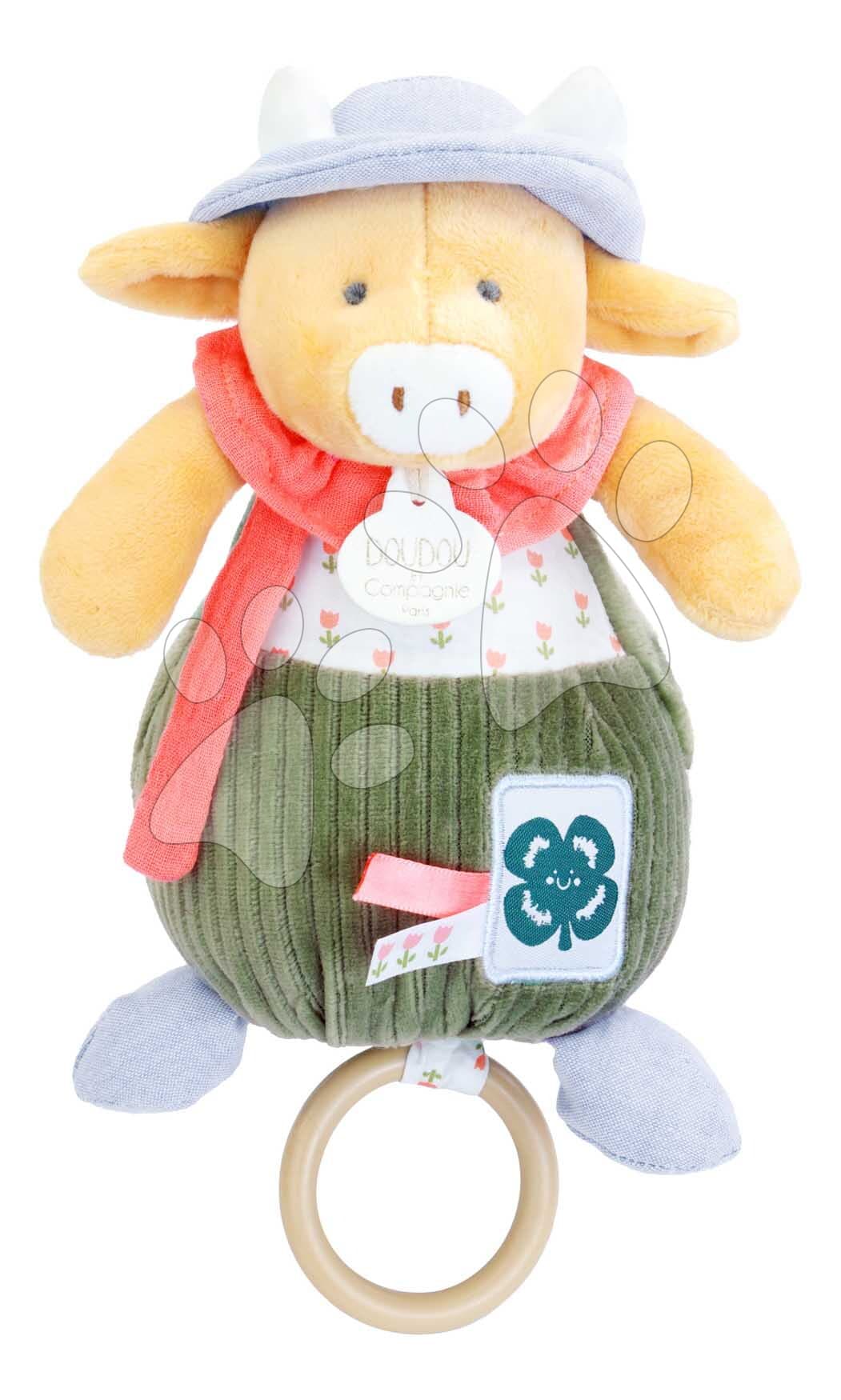Plyšová kravička s melódiou Aneth the Cow In my Garden Music Box Doudou et Compagnie v darčekovom balení 20 cm od 0 mes