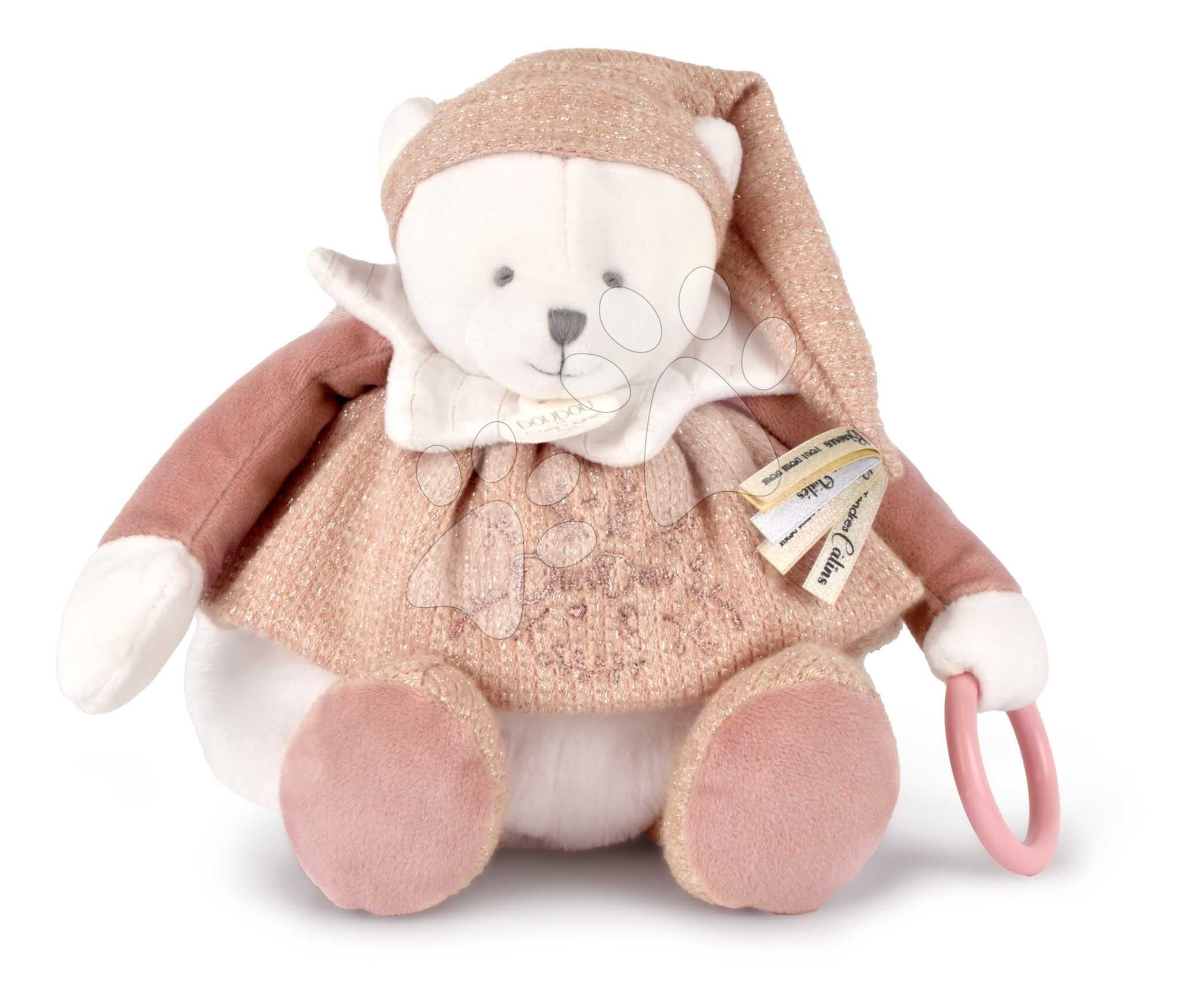 Plyšový medvedík Doudou 25 Years Activity Puppet Pink Doudou et Compagnie narodeninová edícia ružový 30 cm od 0 mes 1