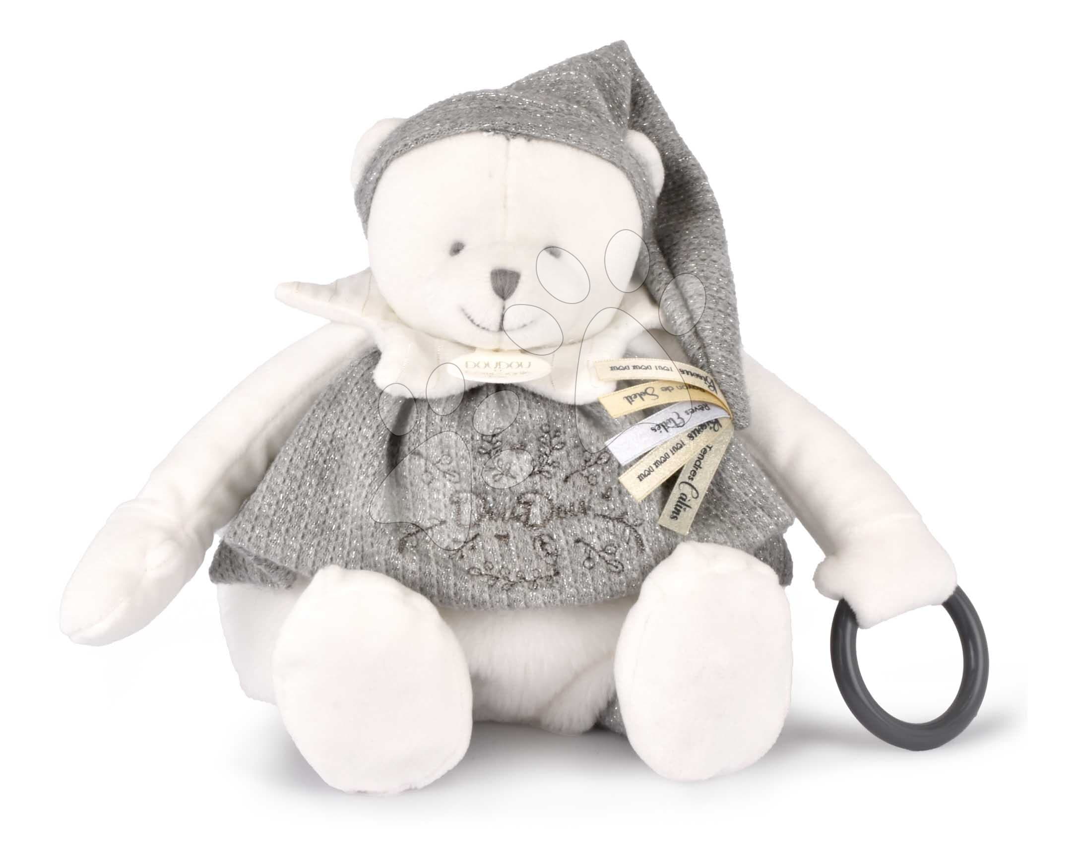 Plyšový medvedík Doudou 25 Years Activity Puppet Grey Doudou et Compagnie narodeninová edícia sivý 30 cm od 0 mes