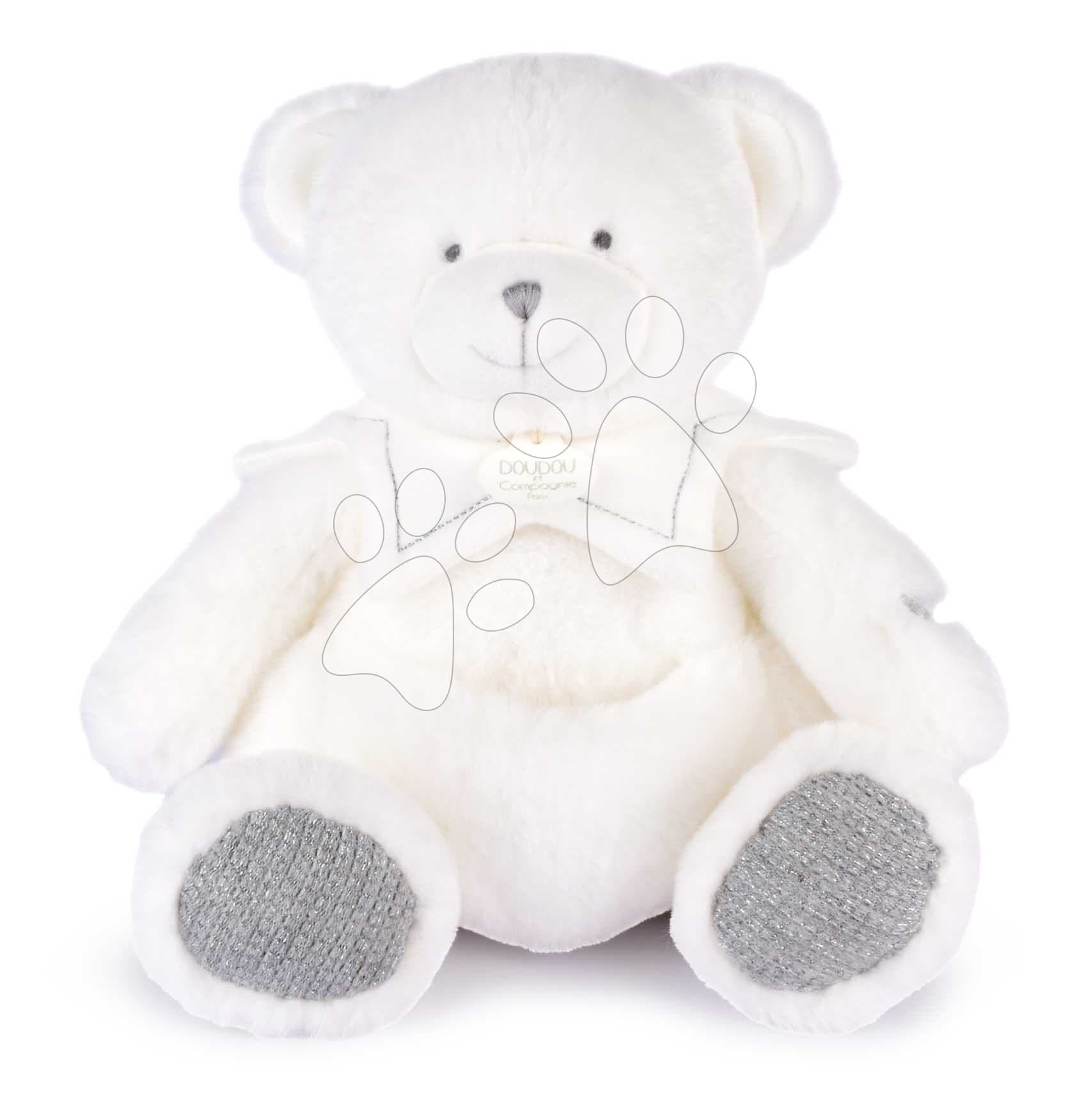 Plyšový medvedík s handričkou na maznanie Doudou 25 Years Puppet with Handkerchief Grey Doudou et Compagnie v darčekovom balení sivý 30 cm od 0 mes