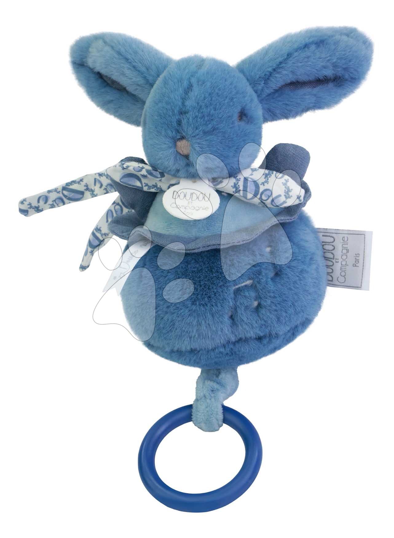 Plyšový zajačik s melódiou Lapin Doudou Music Box Blue Doudou et Compagnie v darčekovom balení modrý 20 cm od 0 mes 1