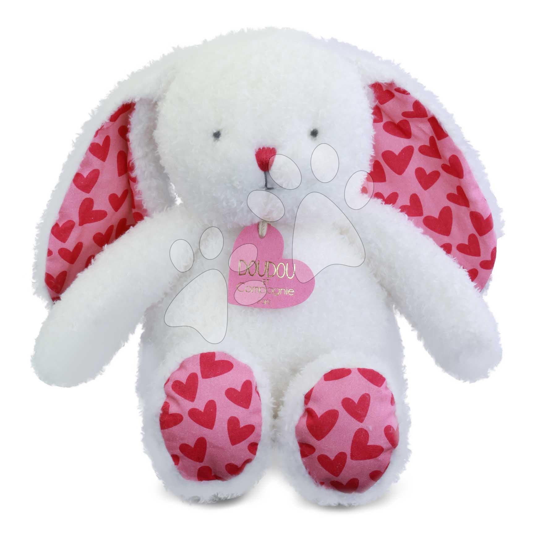 Plyšový zajačik Bunny Je T'aime Doudou et Compagnie v darčekovej taške biely 25 cm od 0 mes