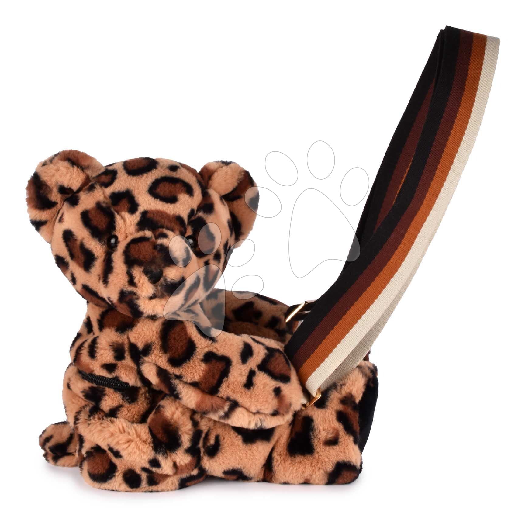 Plyšový crossbody vak medvedík Bag Leopard Teddy Bear Doudou et Compagnie s popruhom hnedý 30 cm od 24 mes