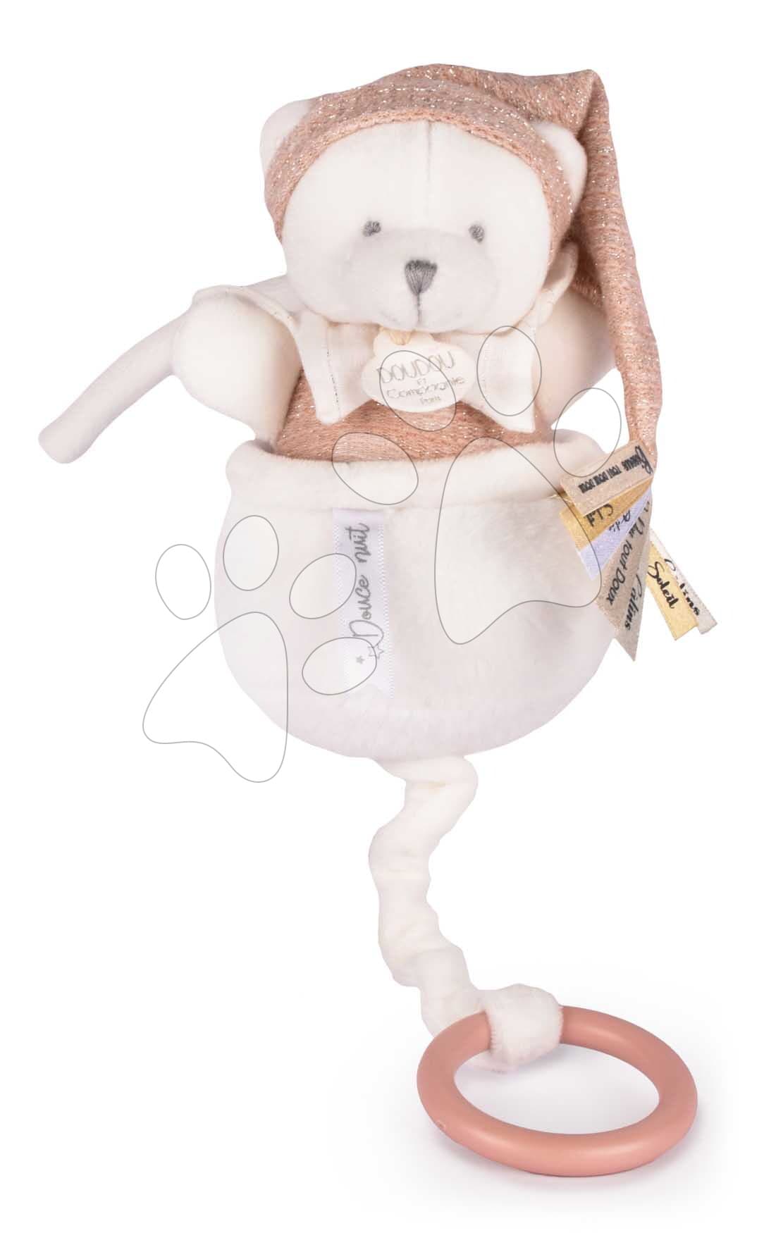Plyšový medvedík s melódiou Doudou 25 Years Music Box Pink Doudou et Compagnie narodeninová edícia ružový 20 cm od 0 mes