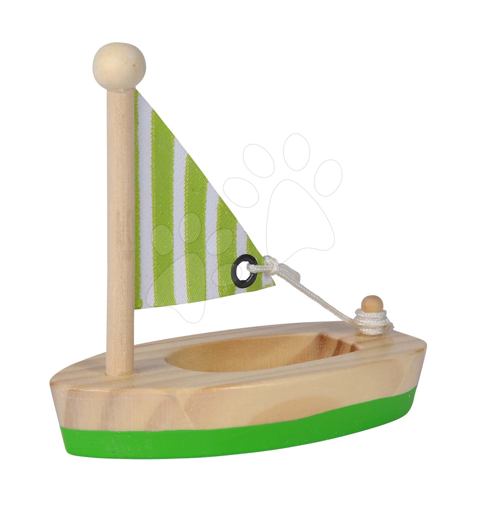 Drevené plachetnice do vody Sailing Boat Eichhorn s textilnou plachtou 11 cm dĺžka od 24 mes 1