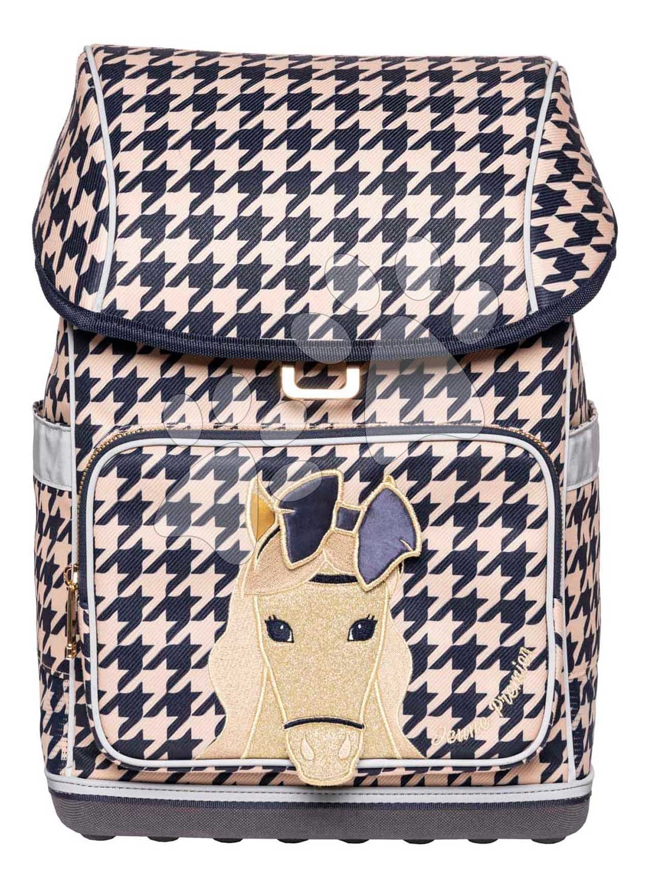 Školský batoh veľký Ergomaxx Houndstooth Horse Jeune Premier ergonomický luxusné prevedenie 41*27 cm