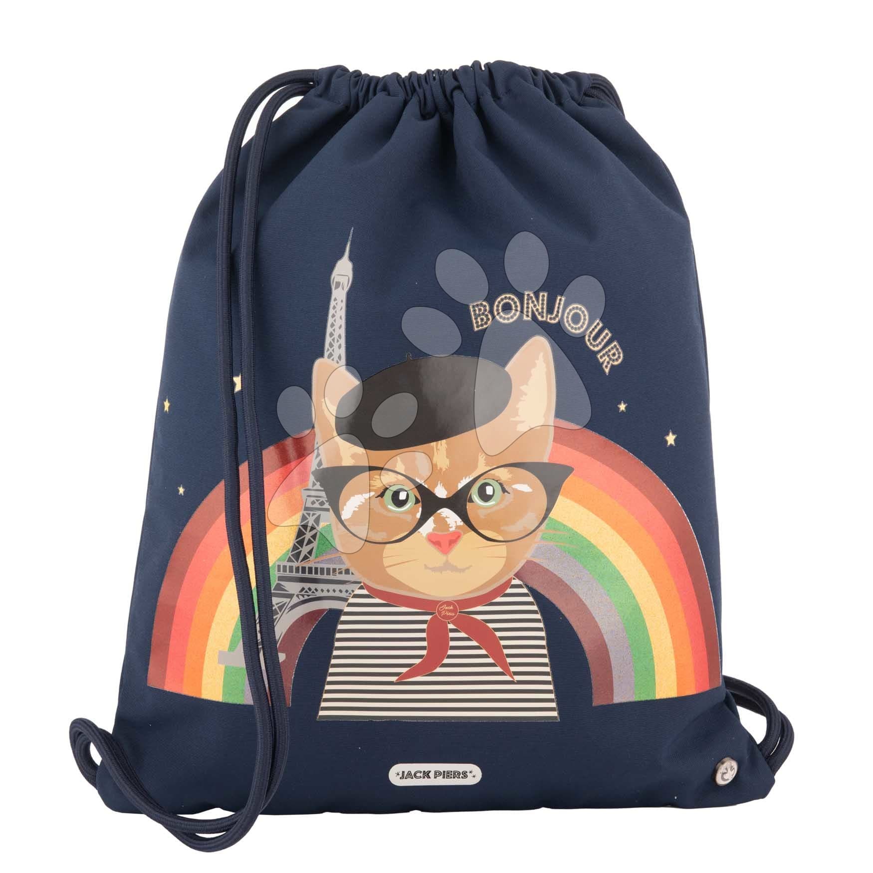 Školský vak na telocvik a prezúvky Gym Bag Paris Cat Jack Piers ergonomický luxusné prevedenie od 2 rokov 44*36 cm