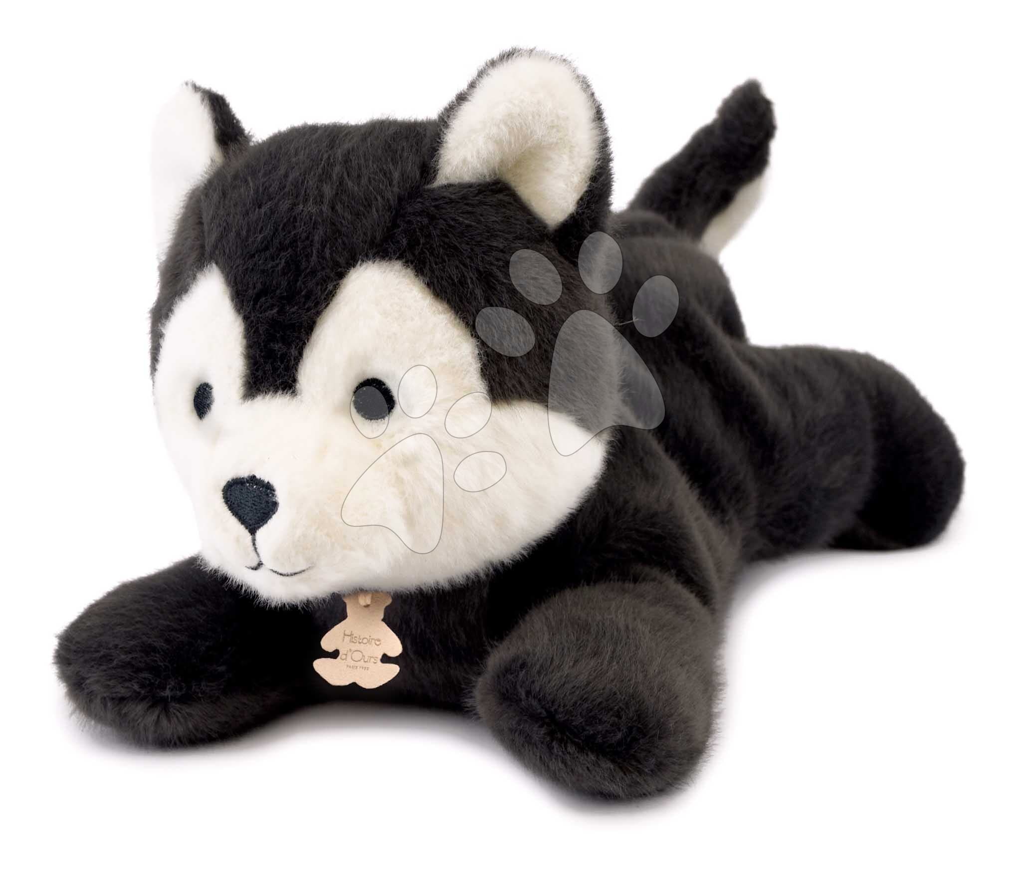 Plyšový vlk s ťažkým bruškom P'tit Relax Wolf Histoire d’ Ours sivý 30 cm od 0 mes