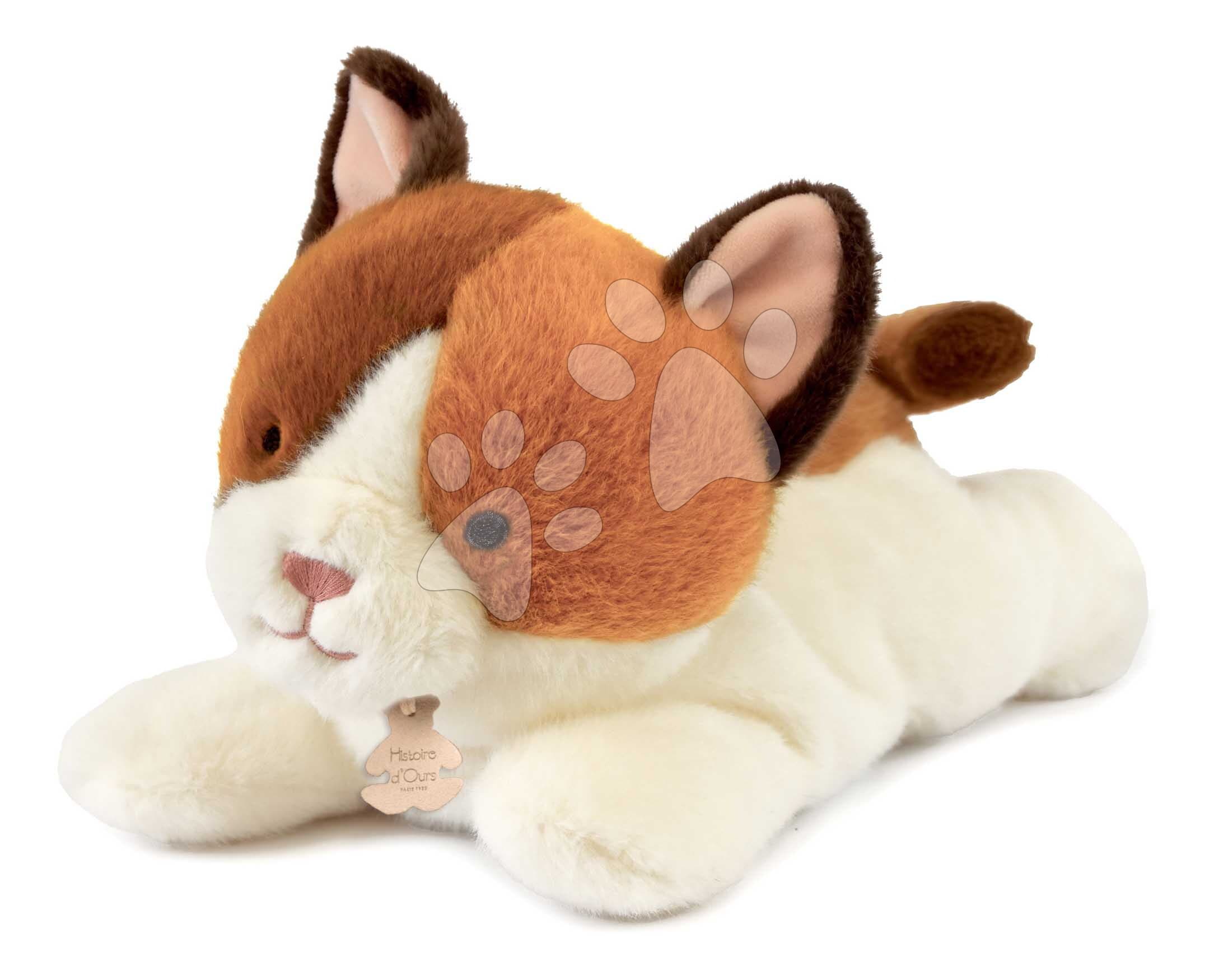 Plyšová mačička s ťažkým bruškom P'tit Relax Cat Histoire d’ Ours bielo-hnedá 30 cm od 0 mes