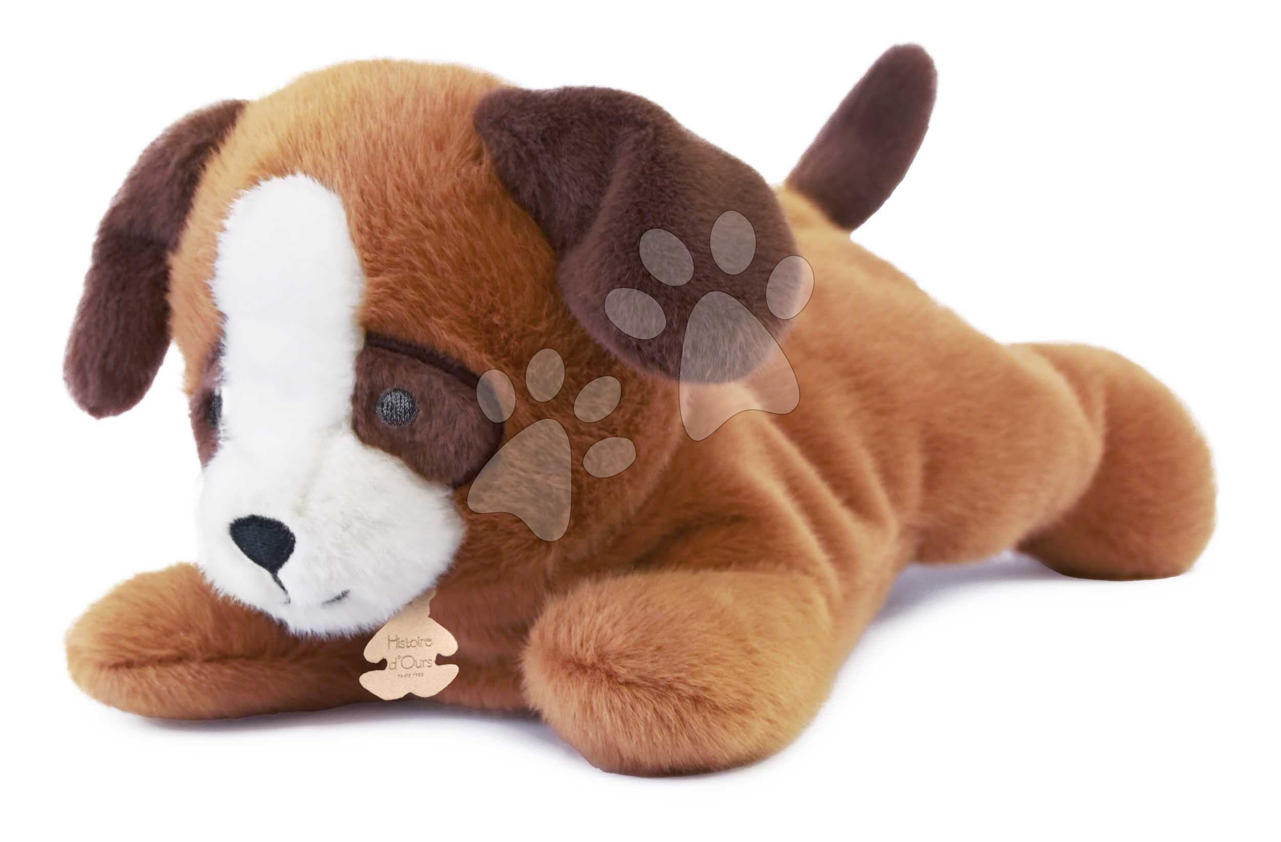 Plyšový psík s ťažkým bruškom P'tit Relax Brown Dog Histoire d’ Ours hnedý 30 cm od 0 mes 1