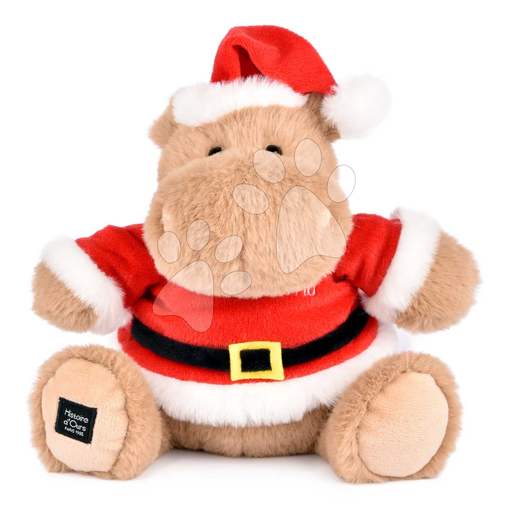 Plyšový hrošík s vianočnou čiapkou Kris Hug Hippo Histoire d’ Ours hnedý 20 cm od 0 mes 1