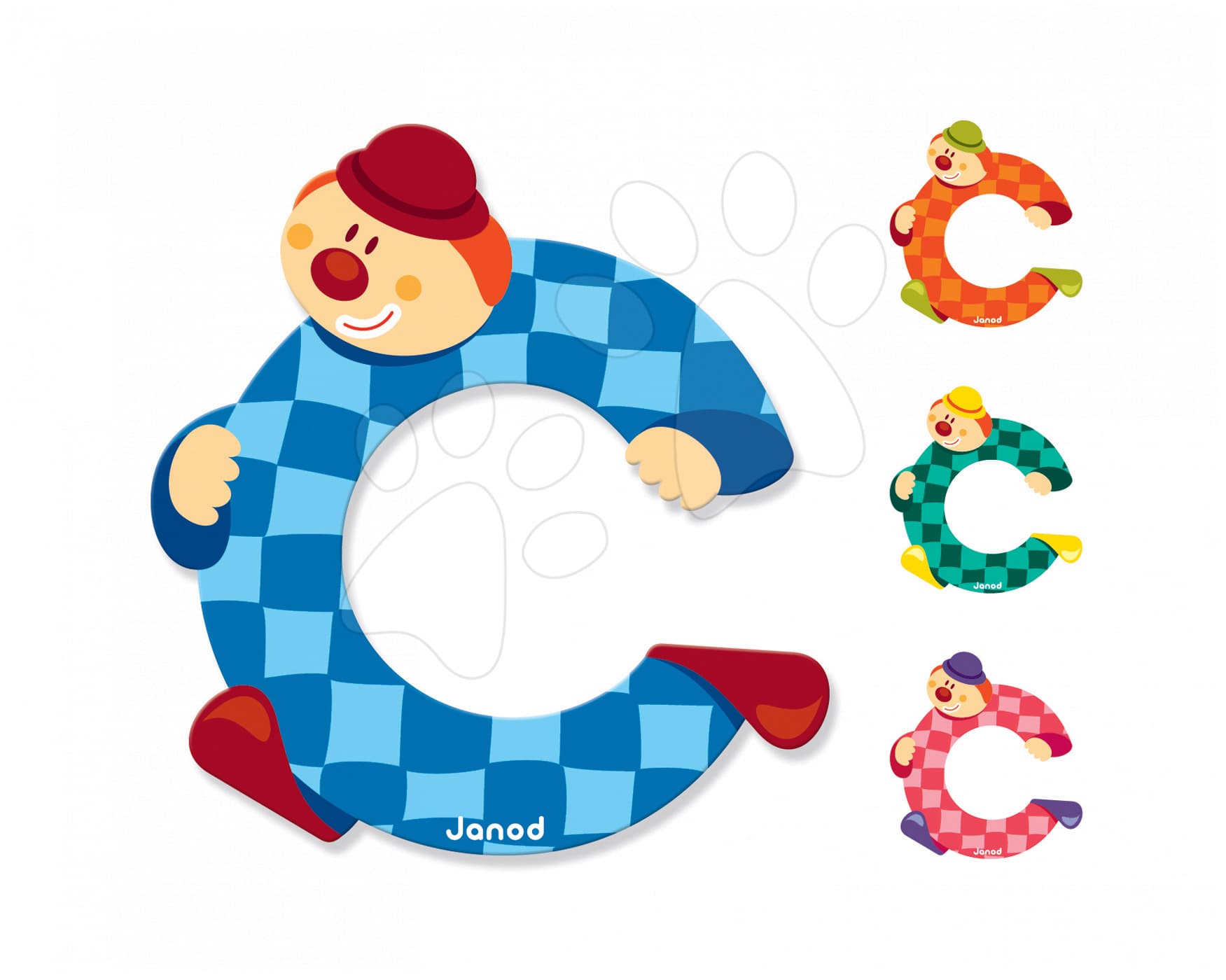 Janod drevené písmeno Clown Letter C 04544 4 farby 1