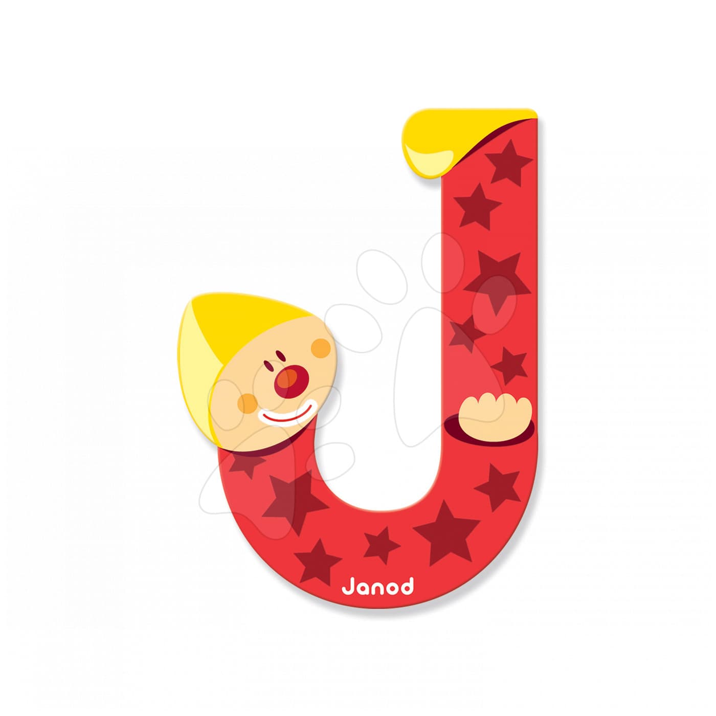 Janod drevené lepiace písmeno Clown Letter J 04551 červené 1