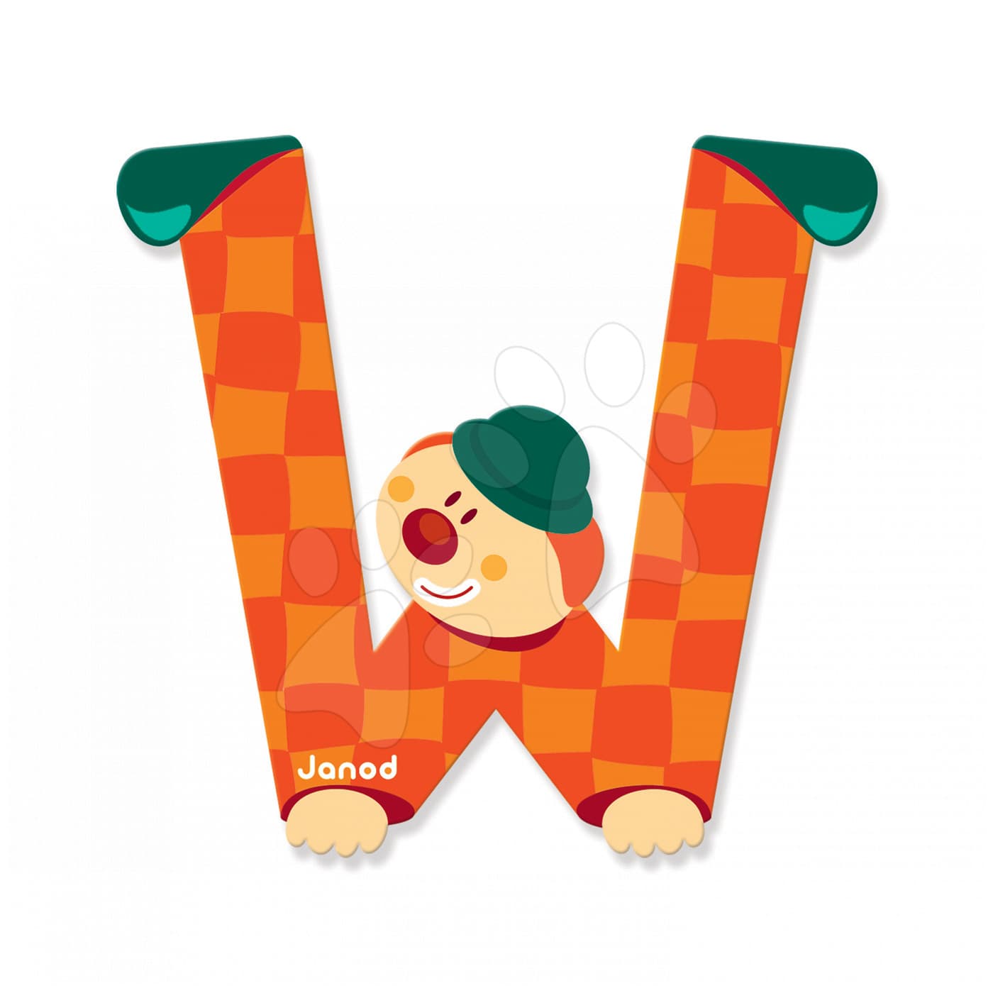 Janod drevené písmeno Clown Letter W 04564 oranžové 1