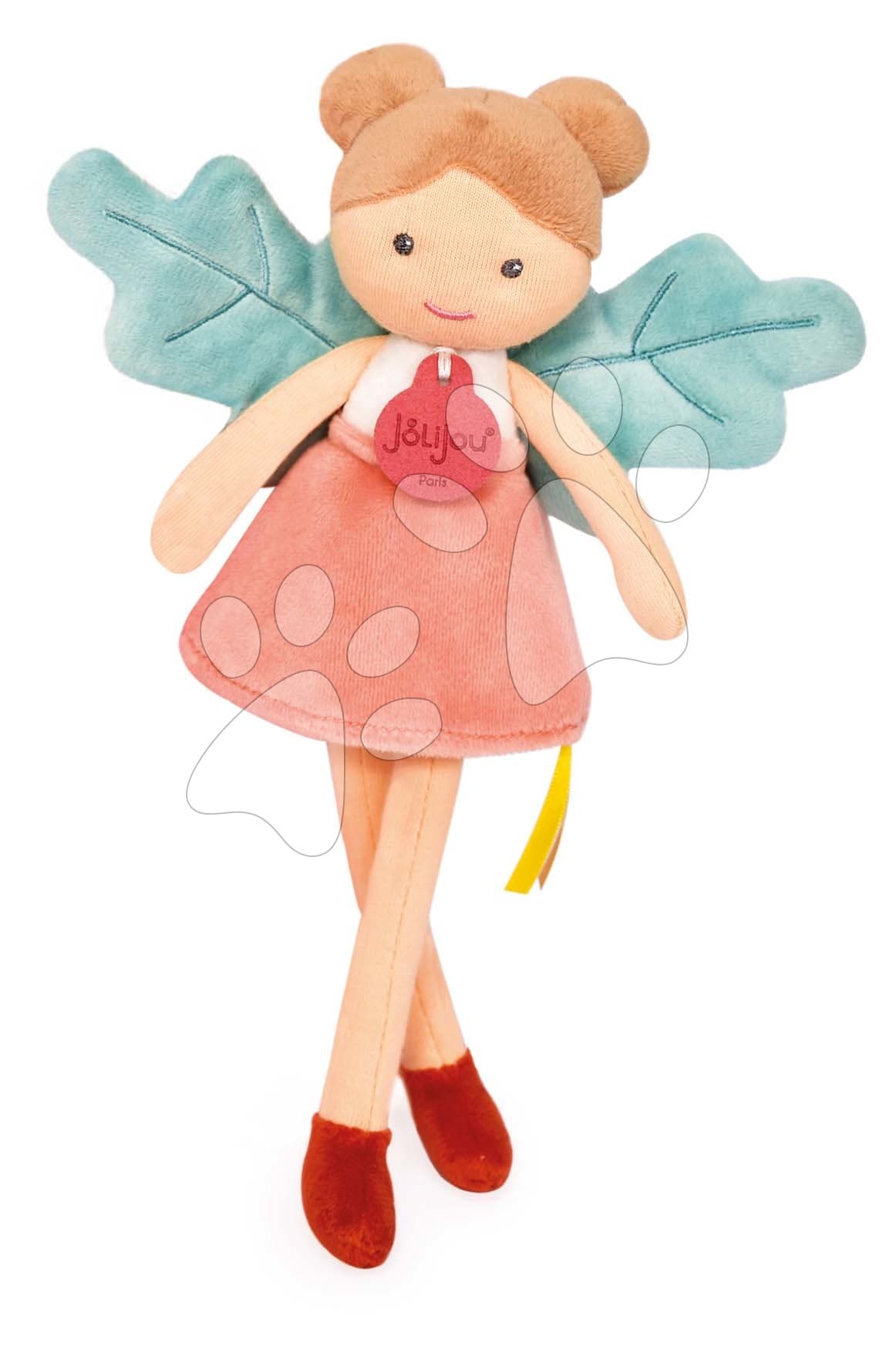 Bábika víla Gaia Forest Fairies Jolijou 25 cm v ružových šatách so zelenými krídlami z jemného textilu od 5 rokov