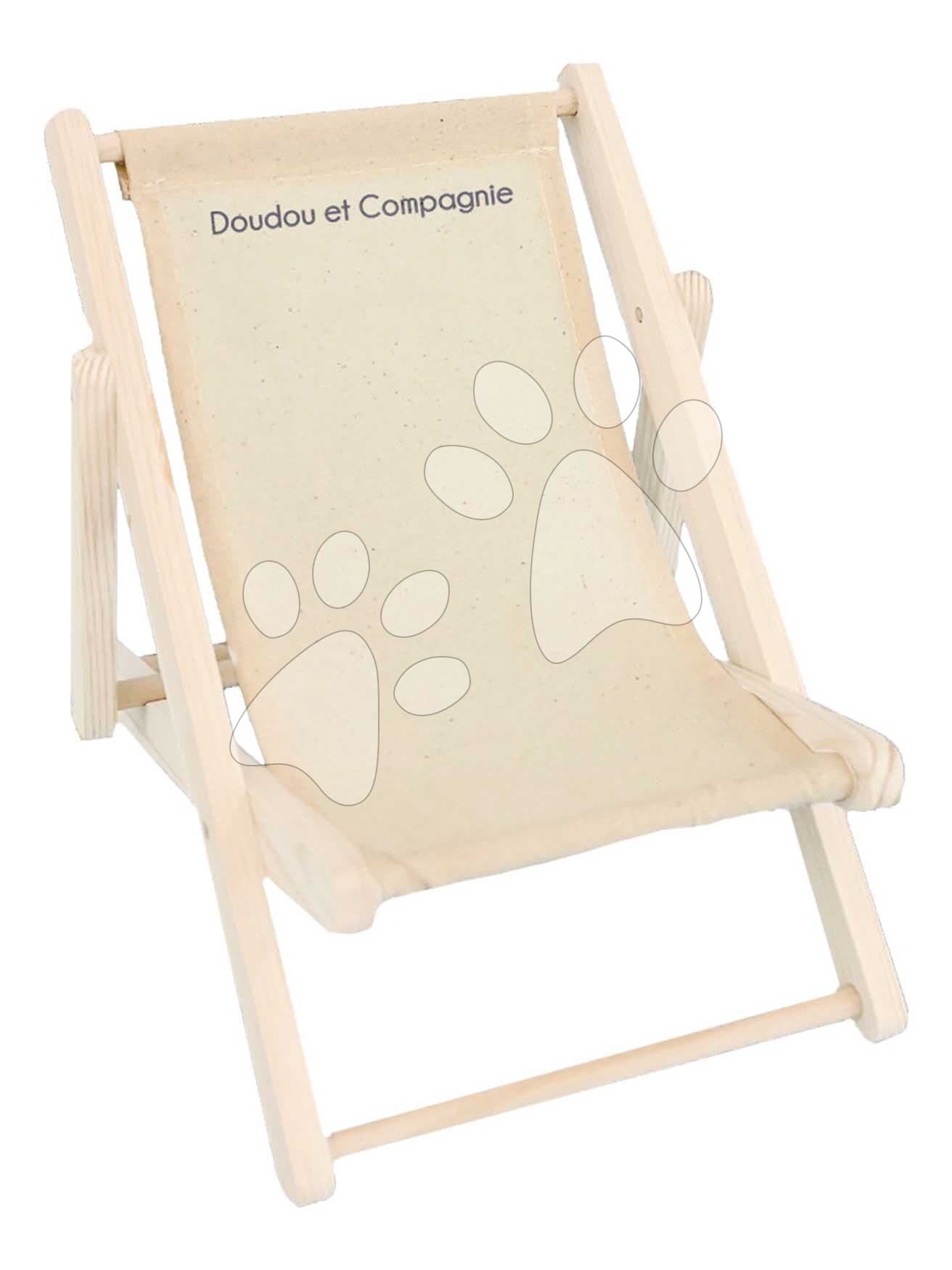 Drevená plážová stolička pre bábiky Folding Deckchair My little furniture Jolijou pre bábiky a plyšové hračky s veľkosťou 35 cm