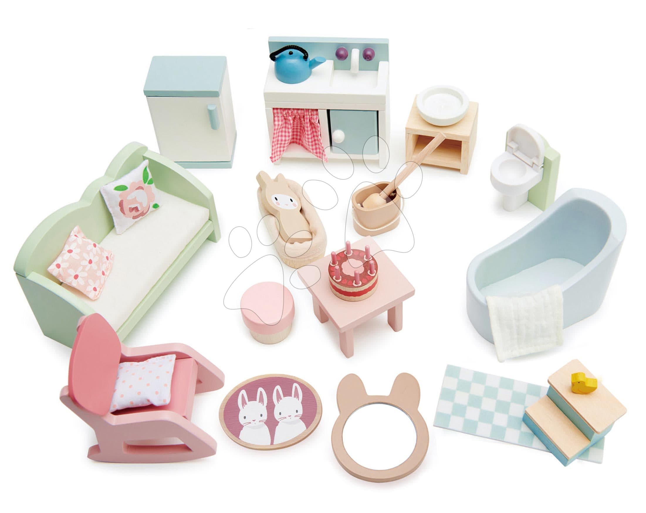 Drevený nábytok pre bábiku Countryside Furniture Set Tender Leaf Toys do vidieckeho domčeka pre bábiku 1