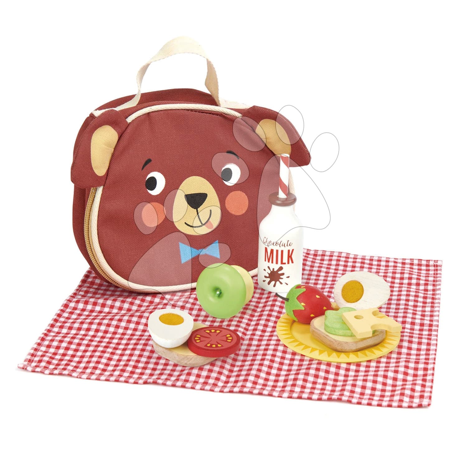 Drevená sada na výlet Little Bear's Picnic Tender Leaf Toys s taškou a potravinami 1