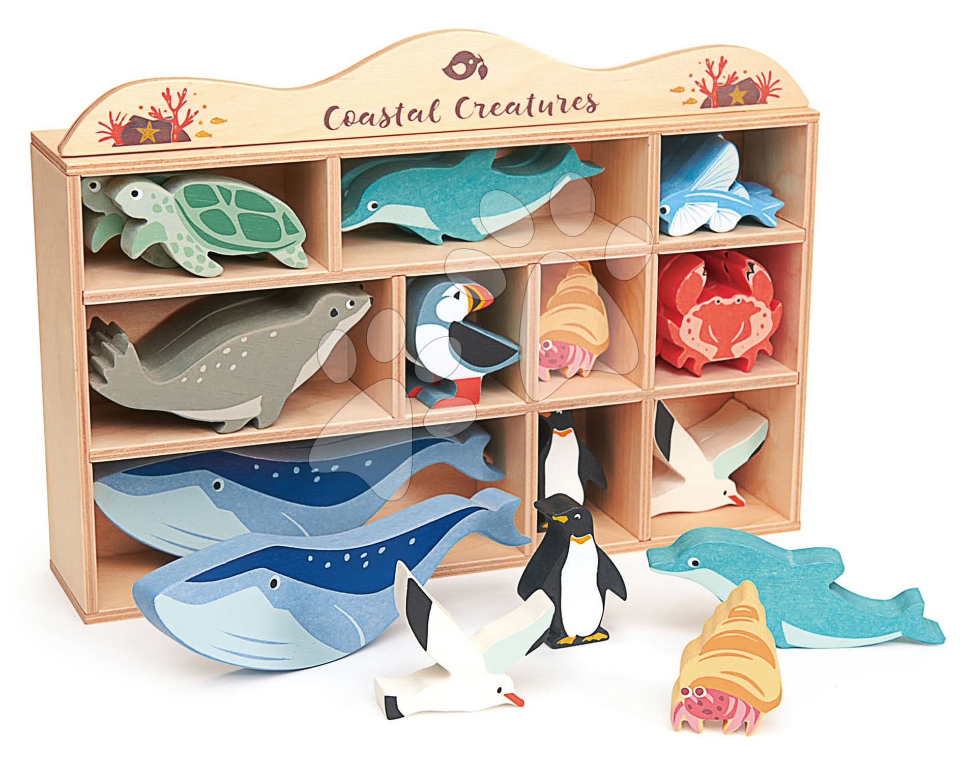 Drevené morské zvieratá na poličke 30 ks Coastal set Tender Leaf Toys 1