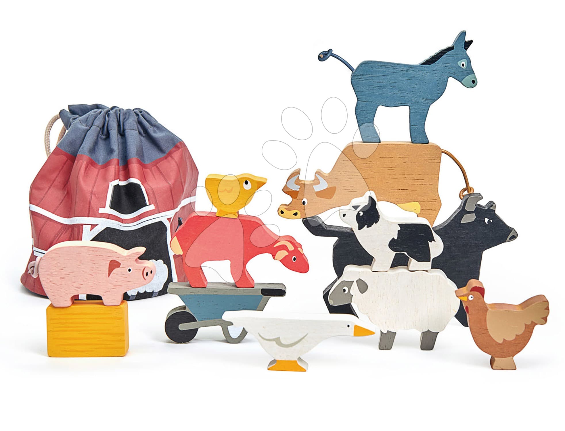 Drevené domáce zvieratká Stacking Farmyard Tender Leaf Toys 10 druhov stohovateľné 1