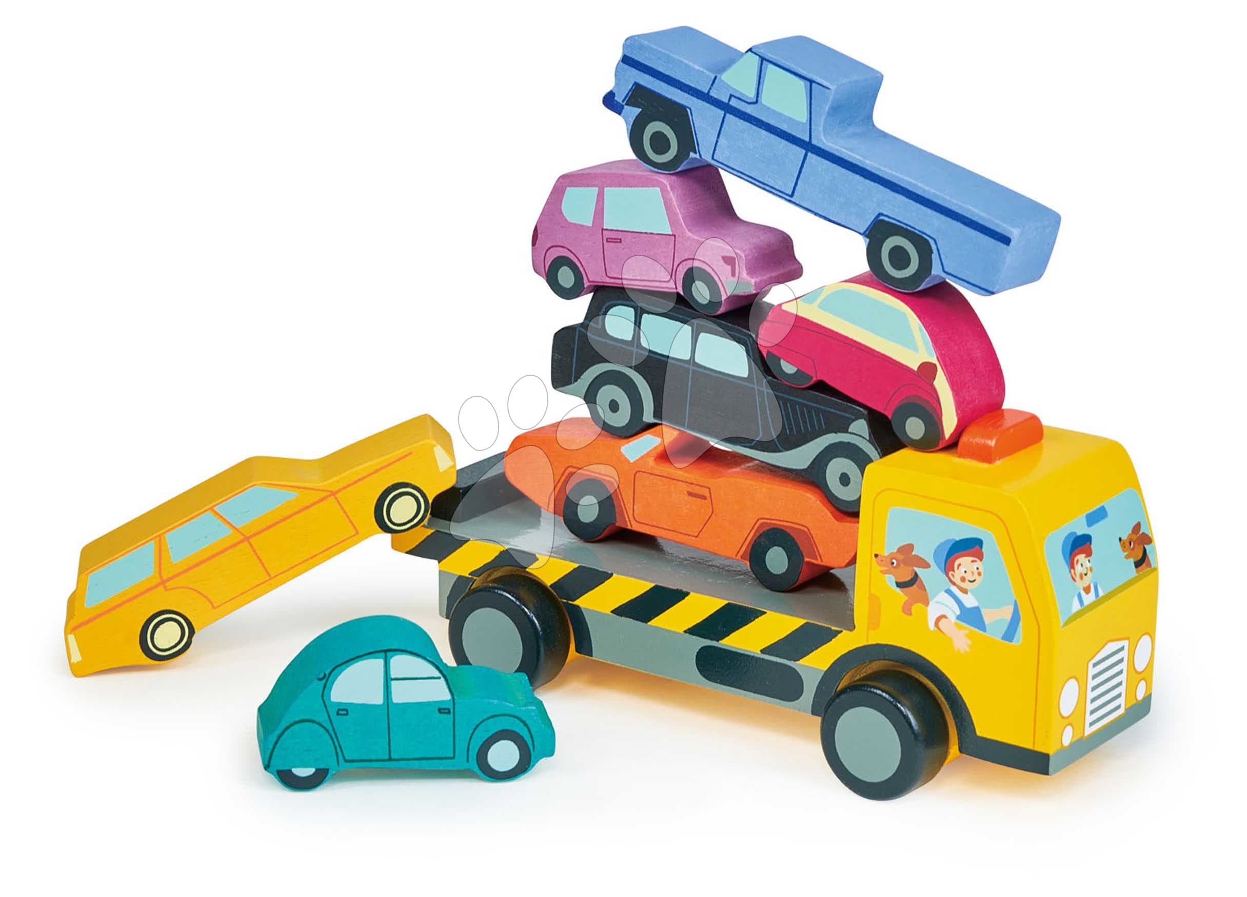 Drevené stohovateľné autíčka Stacking Cars Tender Leaf Toys 7 druhov autíčok pre rozvoj jemnej motoriky od 18 mes