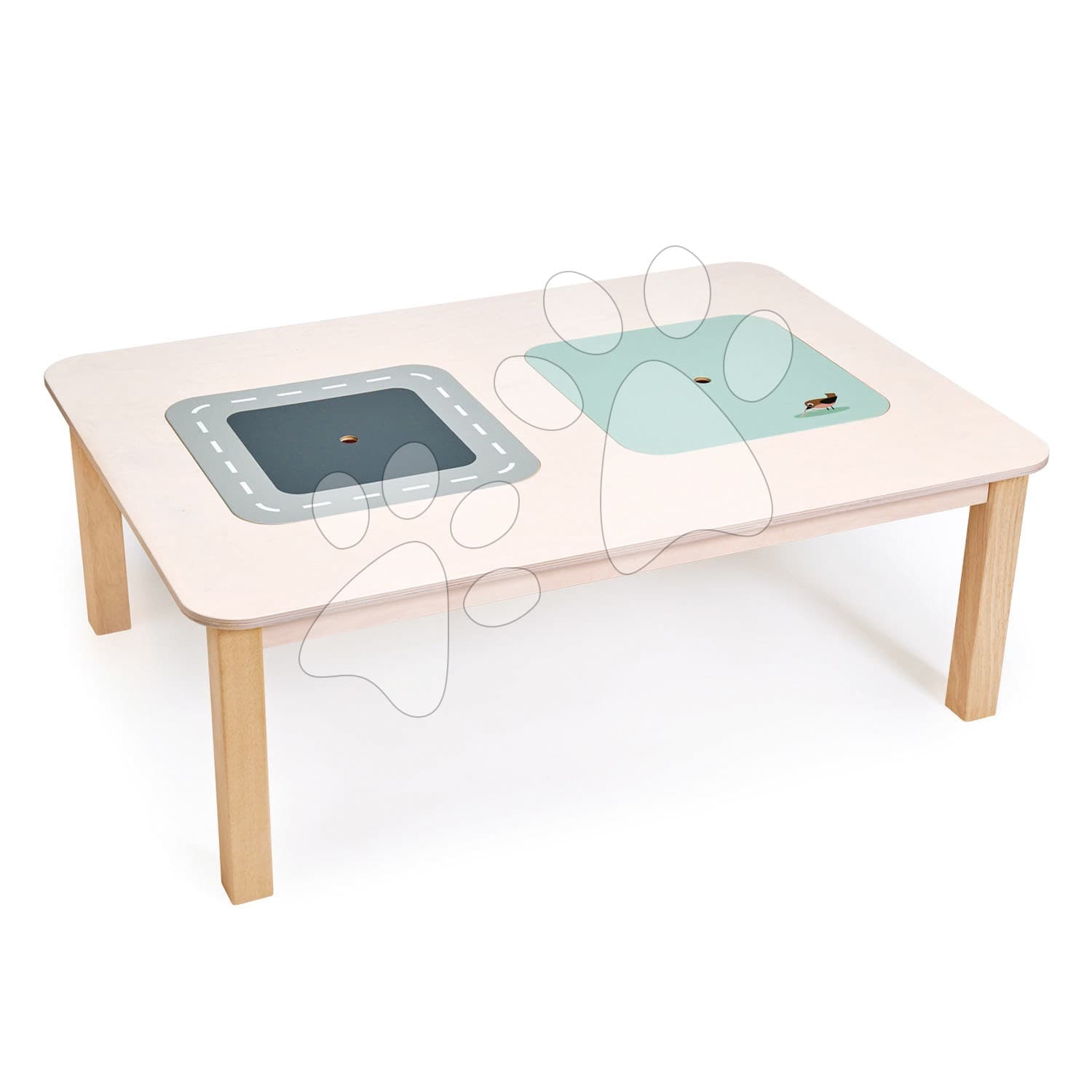 Drevený stôl obdĺžnikový na hranie Play Table Tender Leaf Toys s úložným priestorom s vtáčikom 1