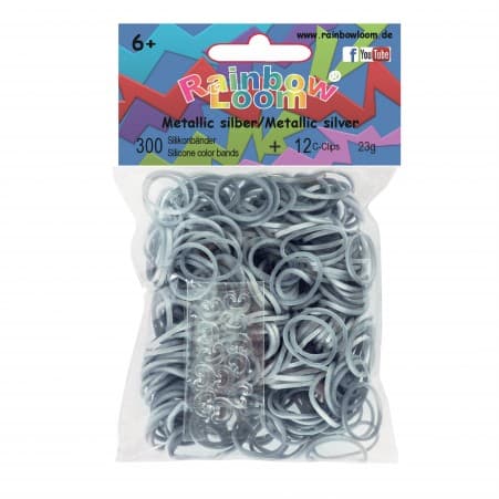 Rainbow Loom detské gumičky metalízové 20303 strieborná 1