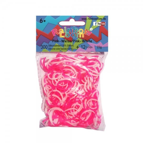 Rainbow Loom detské gumičky dvojfarebné 20273 ružovo biele 1