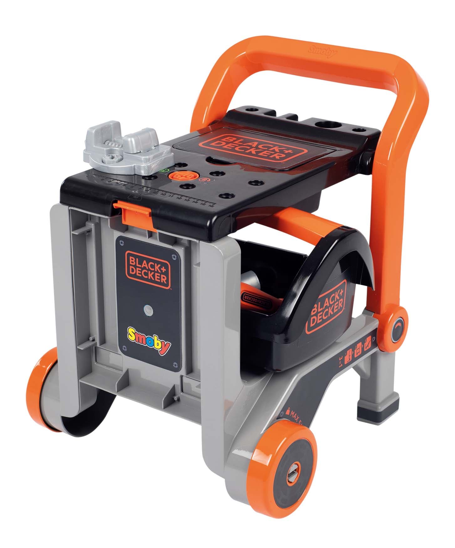 Pracovná dielňa skladacia na kolieskach Bricolo Devil Workmate 3in1 Black&Decker Smoby s kufríkom a 19 doplnkov 1