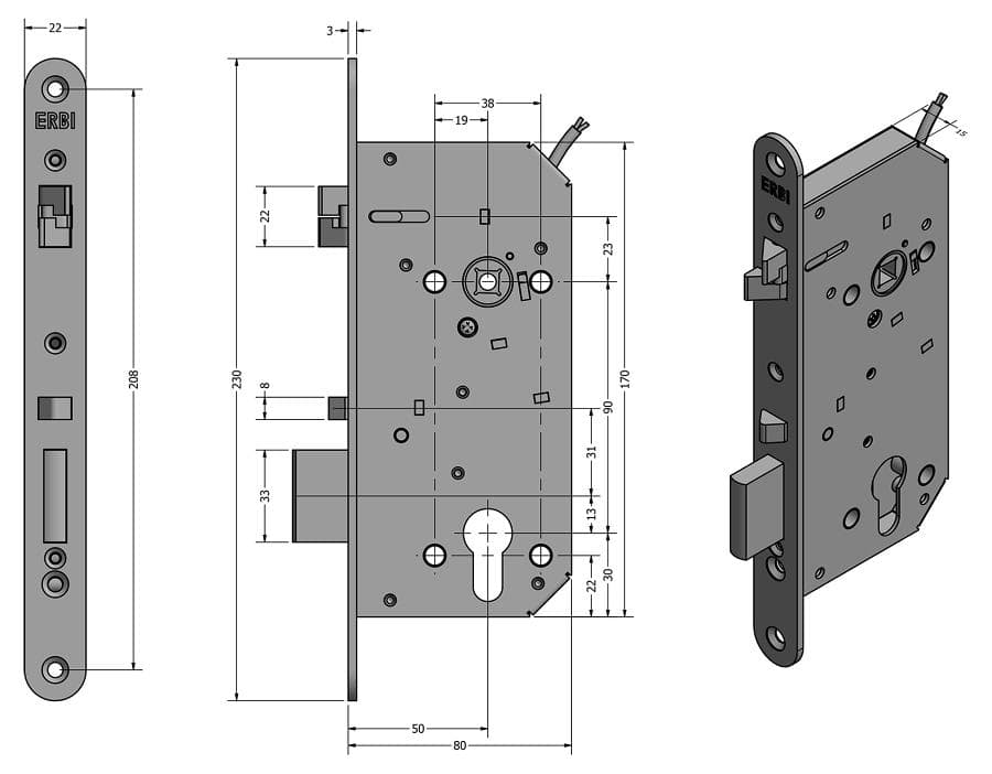 SAM EL B 9050 - elektromechanický samozamykací zámok 1