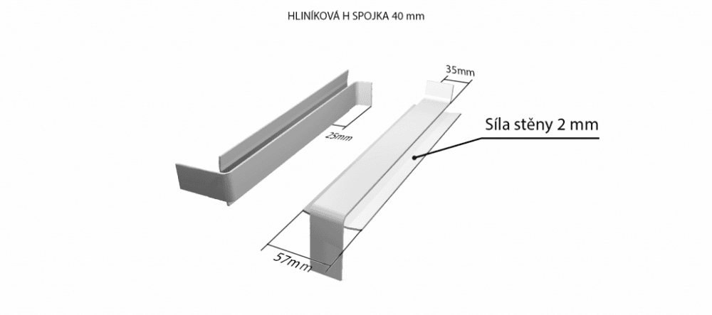 Hliníková H - spojka (k vonkajším ohýbaným parapetom) NOS 40 mm pre šírku: 210 mm - Bronz ELOX C33