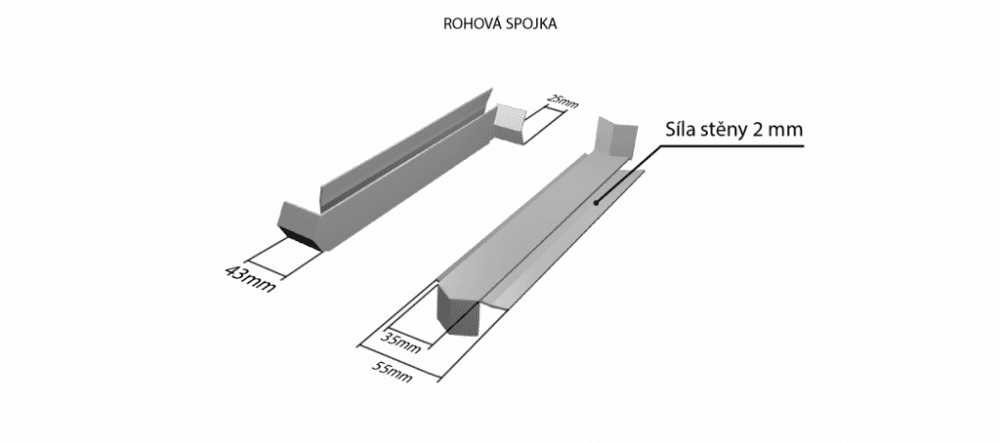 Hliníková R - spojka 90° (k vonkajším ohýbaných parapetom) NOS 40 mm pre šírku: 110 mm - Bronz ELOX C33