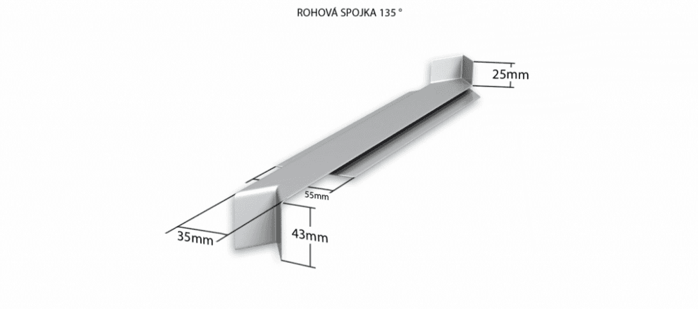 Hliníková R - spojka 135° (k vonkajším ohýbaným parapetom) NOS 40 mm pre šírku: 320 mm - Bronz ELOX C33 1